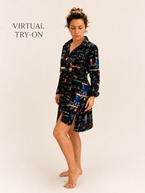 Spirit Black Tunic with Multicolor Print S